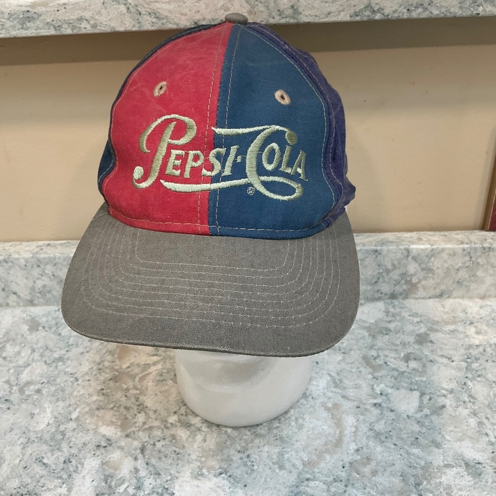 Sportcap Pepsi-Cola Hat OSFA Multi-Color Vintage 90s Snapback Colorblock Logo